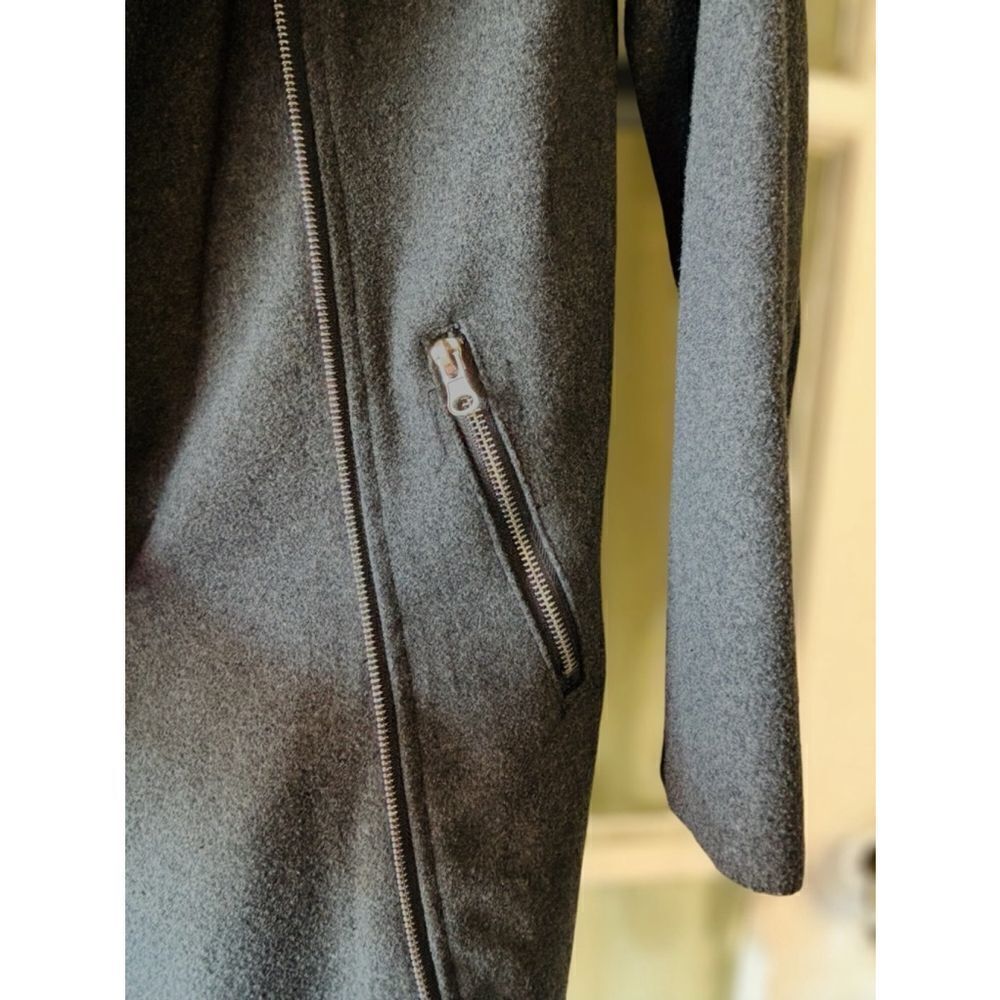 Miss London Womens Medium Charcoal Gray Asymmetric Zip Urban Mod Wool Blend Coat - Picture 6 of 15
